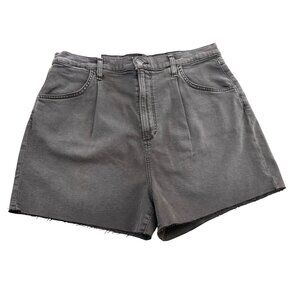 Joe's Collection Black Cat Raw Hem Pleated High Waist Denim Shorts, Size 33 NWT